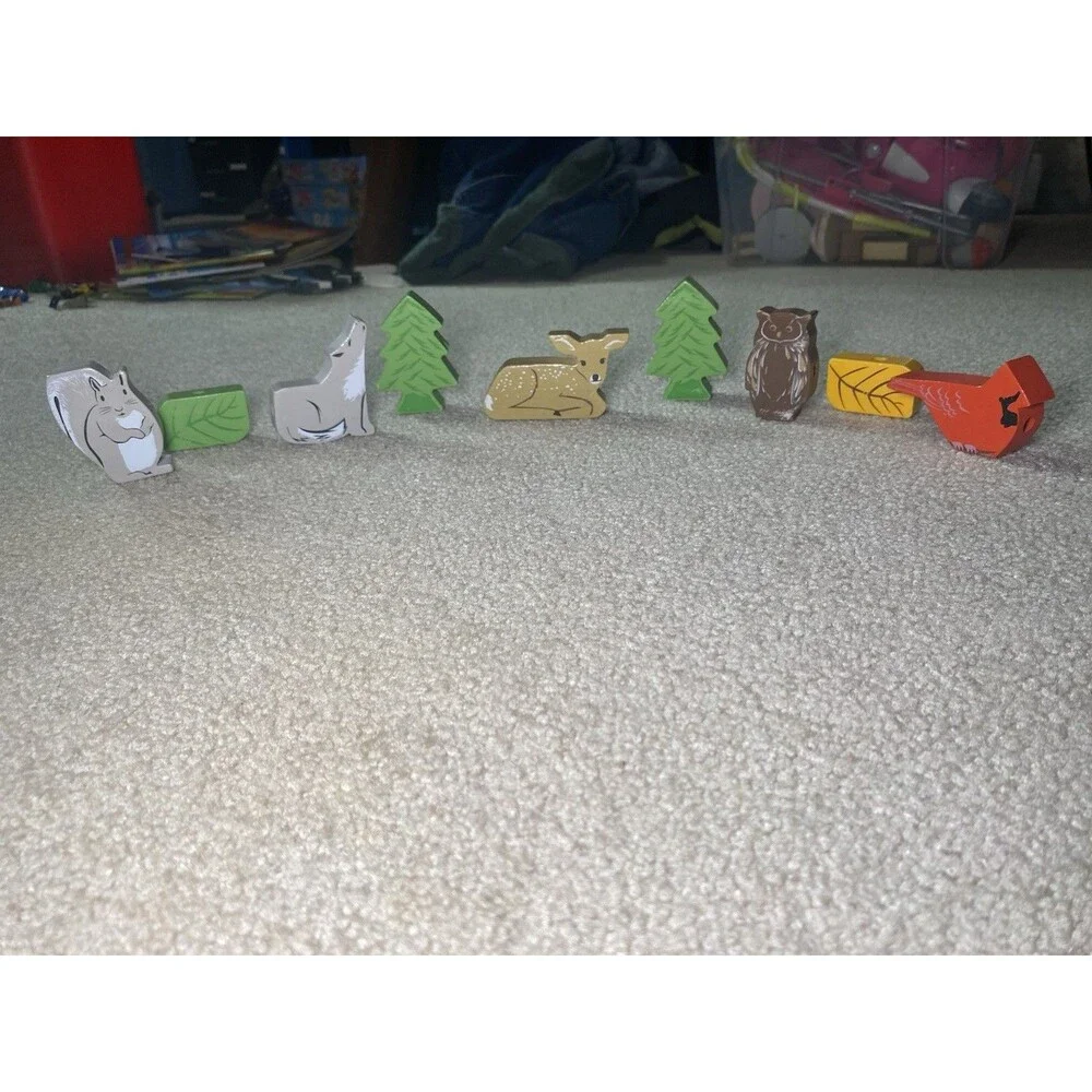 Woodland Forest Animal Wooden Lacing Toy Blocks 9pc Set Small